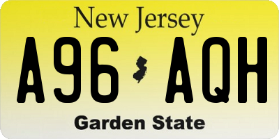 NJ license plate A96AQH