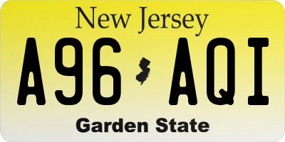 NJ license plate A96AQI