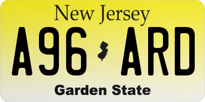 NJ license plate A96ARD