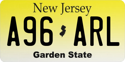 NJ license plate A96ARL
