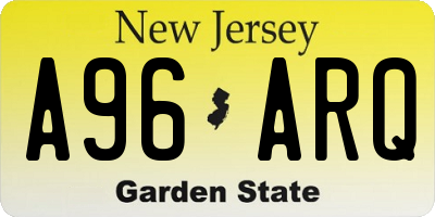 NJ license plate A96ARQ