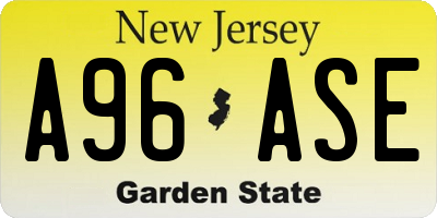 NJ license plate A96ASE