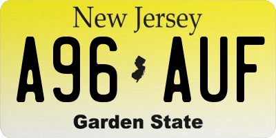 NJ license plate A96AUF