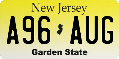 NJ license plate A96AUG