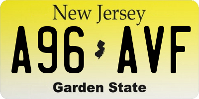 NJ license plate A96AVF