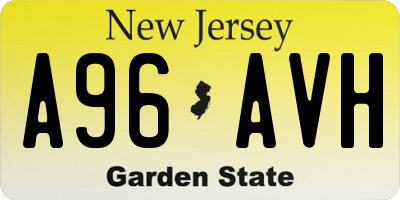 NJ license plate A96AVH
