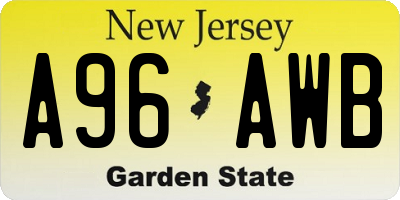 NJ license plate A96AWB