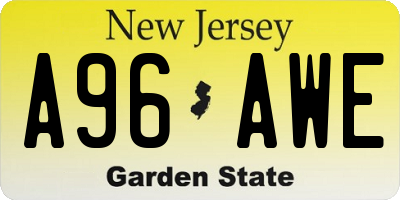 NJ license plate A96AWE