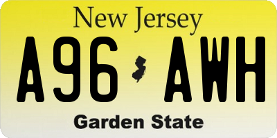 NJ license plate A96AWH