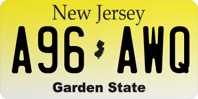 NJ license plate A96AWQ
