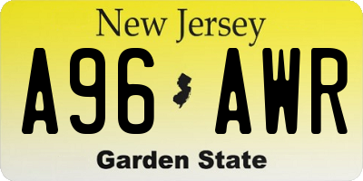NJ license plate A96AWR