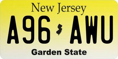 NJ license plate A96AWU