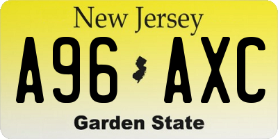NJ license plate A96AXC