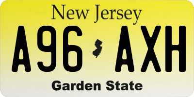 NJ license plate A96AXH