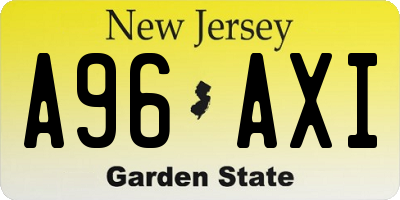 NJ license plate A96AXI
