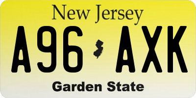 NJ license plate A96AXK