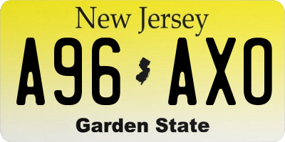 NJ license plate A96AXO