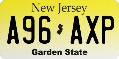 NJ license plate A96AXP