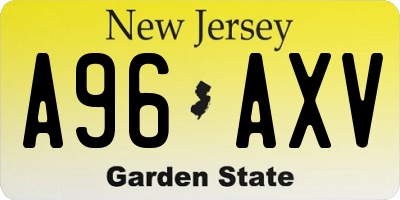 NJ license plate A96AXV