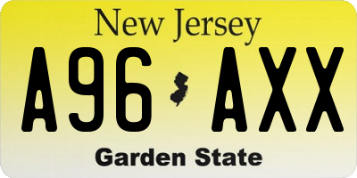 NJ license plate A96AXX