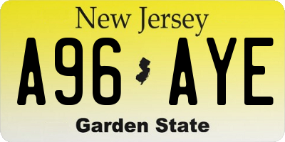 NJ license plate A96AYE