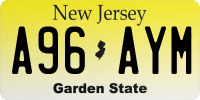 NJ license plate A96AYM