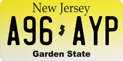 NJ license plate A96AYP