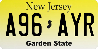 NJ license plate A96AYR