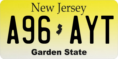 NJ license plate A96AYT
