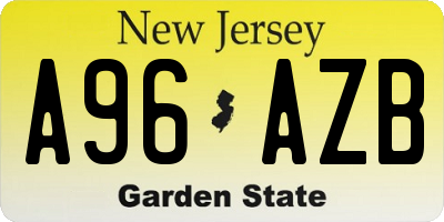 NJ license plate A96AZB