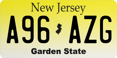 NJ license plate A96AZG
