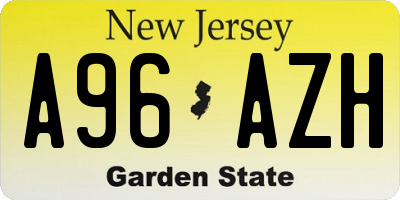 NJ license plate A96AZH