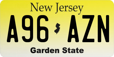 NJ license plate A96AZN