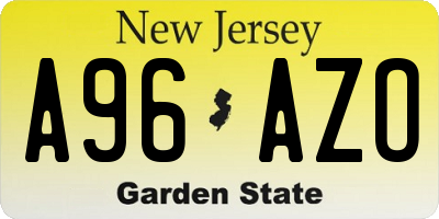 NJ license plate A96AZO