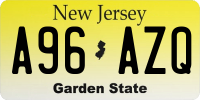 NJ license plate A96AZQ