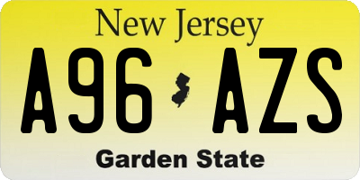 NJ license plate A96AZS