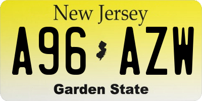 NJ license plate A96AZW