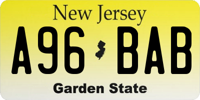 NJ license plate A96BAB