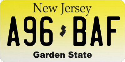 NJ license plate A96BAF