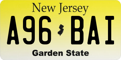 NJ license plate A96BAI