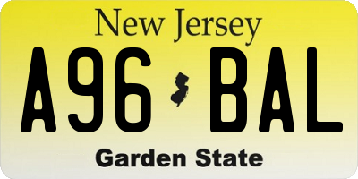 NJ license plate A96BAL