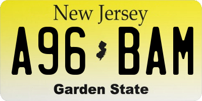 NJ license plate A96BAM