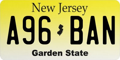 NJ license plate A96BAN