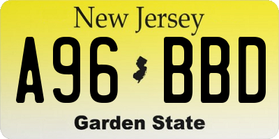 NJ license plate A96BBD