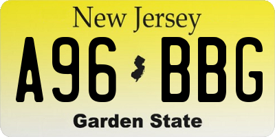 NJ license plate A96BBG