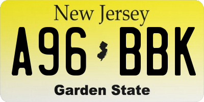NJ license plate A96BBK