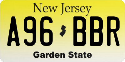 NJ license plate A96BBR