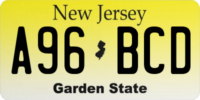 NJ license plate A96BCD
