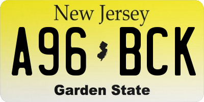 NJ license plate A96BCK