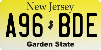 NJ license plate A96BDE